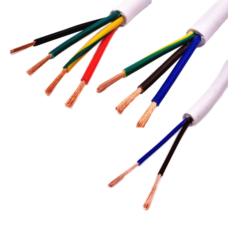 5 метров 22 AWG 20AWG 18AWG 17AWG RVV 2/3/4/5 цветов Медный провод электрический кабель RVV белый мягкий изолированный провод
