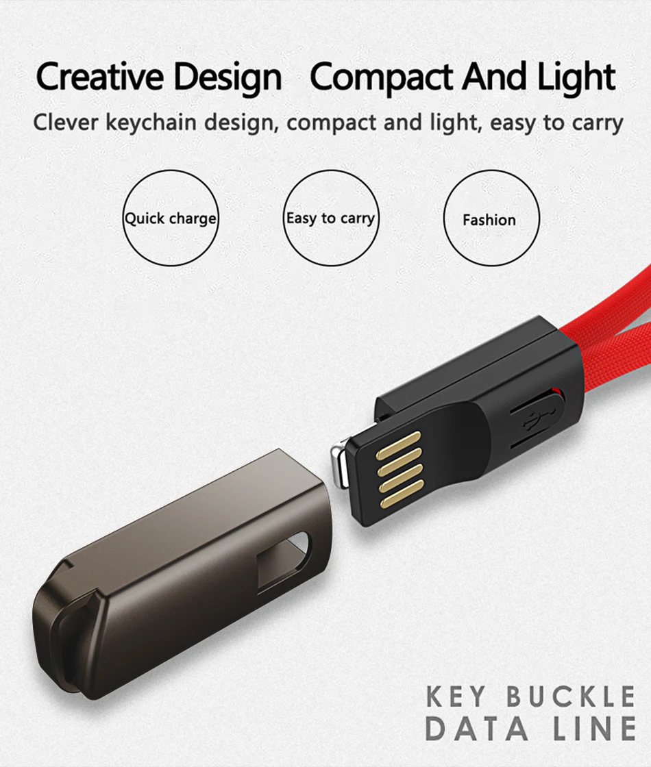 NOHON портативный брелок USB кабель для iPhone Micro type C 8pin зарядный кабель синхронизации данных Быстрая зарядка для Android Xiaomi samsung