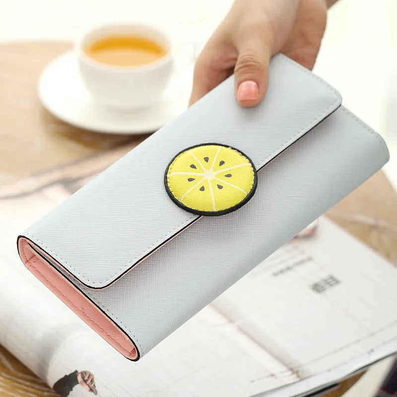 

Female Purse Wallet For women 2017 New Long Small Fresh Candy Color Ladies Wallet Fruit Printing Large Capacity Girl Wallets