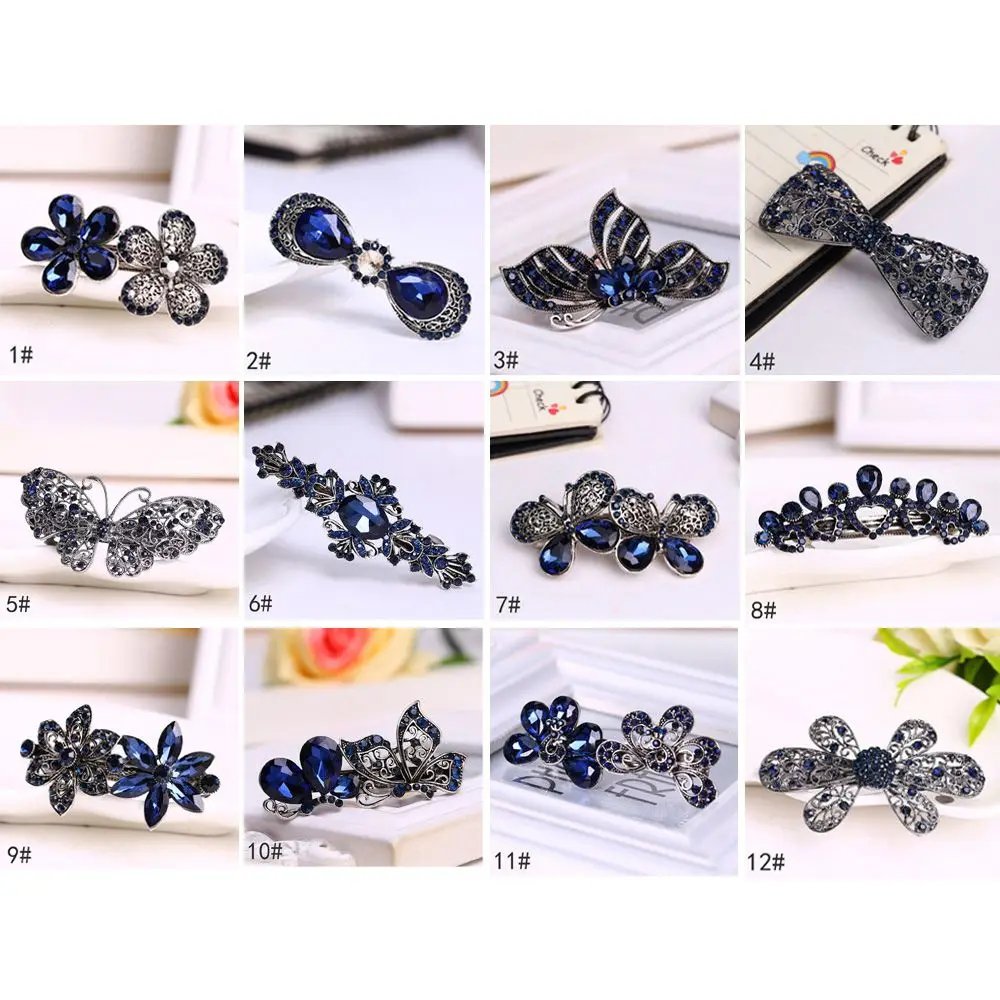 1PC  Metals Crystal Hair Clips Rhinestone Flower Hair Pins Bow Knot Barrette Butterfly Hairgrips Women Girl Hair Styling Tool