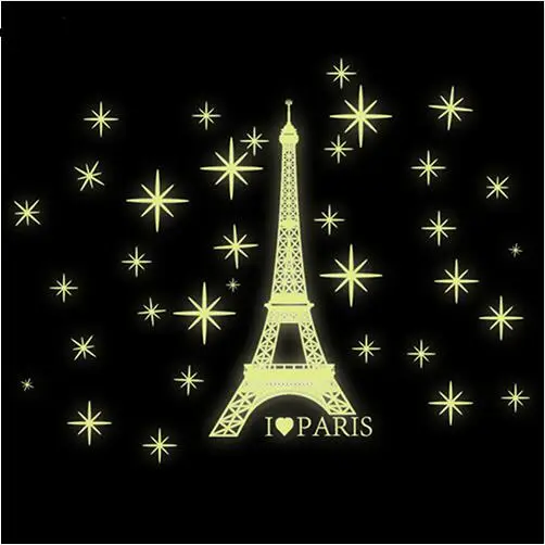 

FREE SHIPPING Cheap HOT DIY Stars Eiffel Tower Glow in The Dark Wall Stickers Fluorescent Luminous Decals