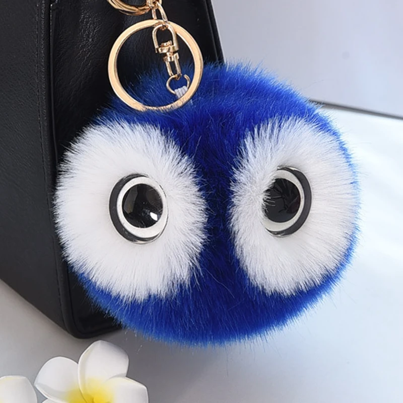 

Cute Faux Rabbit Fur Ball Pompom Keychain Women Fluffy Pompon Owl Key Chain Holder Pom Pom Toy Doll Keyring Bag Charms Trinket