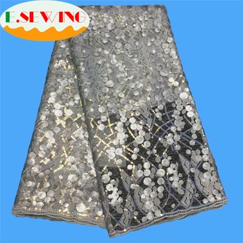 

Esewing Wholesale African Lace Fabric 2019 High Quality Lace French Lace Fabric Sequin Lace Fabric Beautiful Yellow White Color