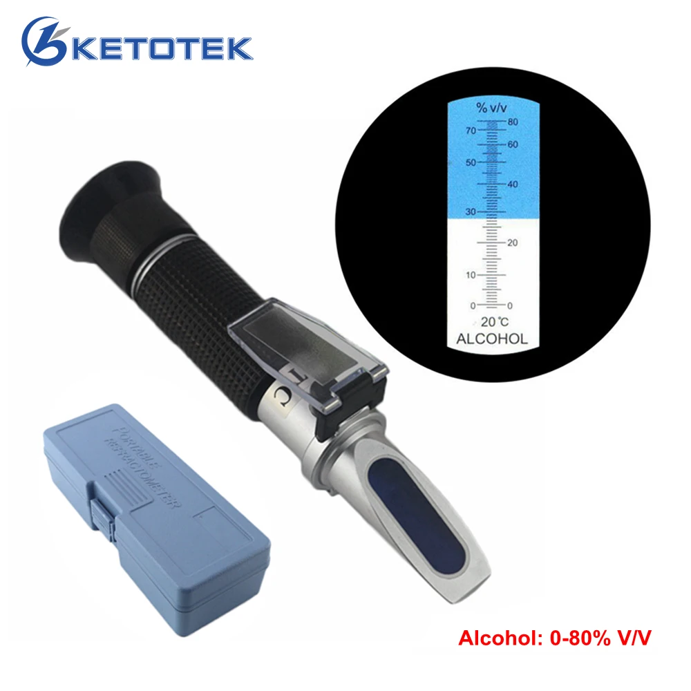 Portable Alcohol Detector Refractometer 0-80% V/V Liquor Alcohol Content Meter Tester with Retail Box Portable Alcohol Detector Refractometer 0-80% V/V Liquor Alcohol Content Meter Tester with Retail Box