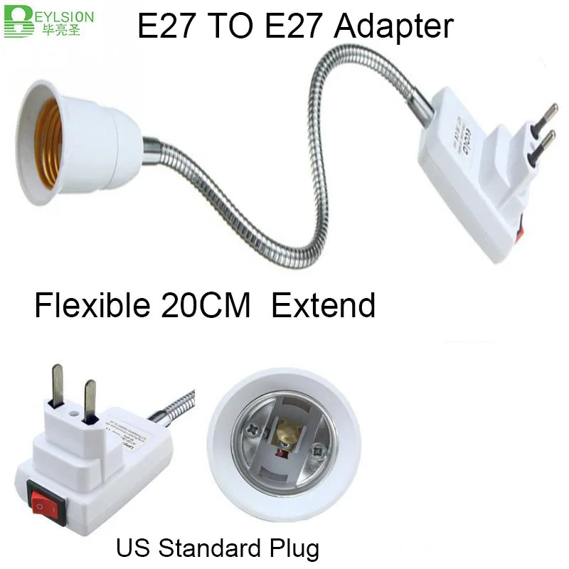 Beylsion E27 GU10 E12 E14 G9 GX53 3/4/5 in1 E27 для E27 US EU Plug светодиодное основание лампы преобразования держатель конвертер гнездо адаптера - Цвет: 20CM US Plug Extend