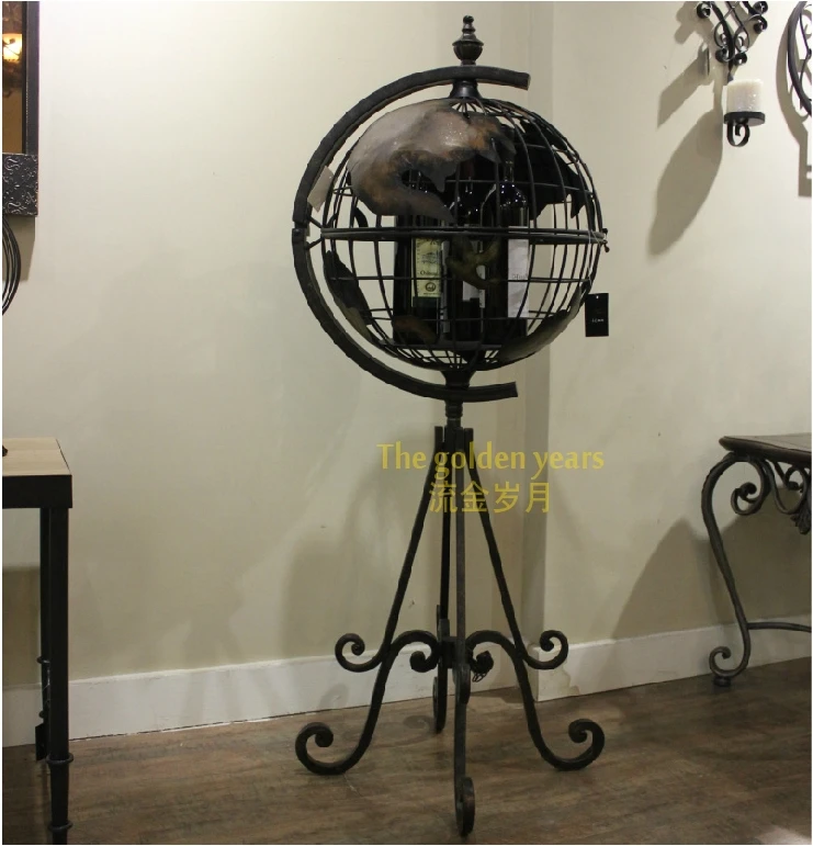 European And American Vintage Wrought Iron Wine Rack Globe Living