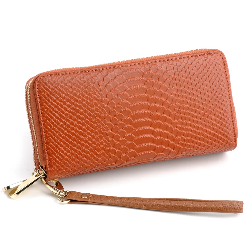 

New Arrival Fashion Genuine Leather Women Wallets Brand Design Double Zipper Lady Wallet Large Capacity Long Women Clutch Purse