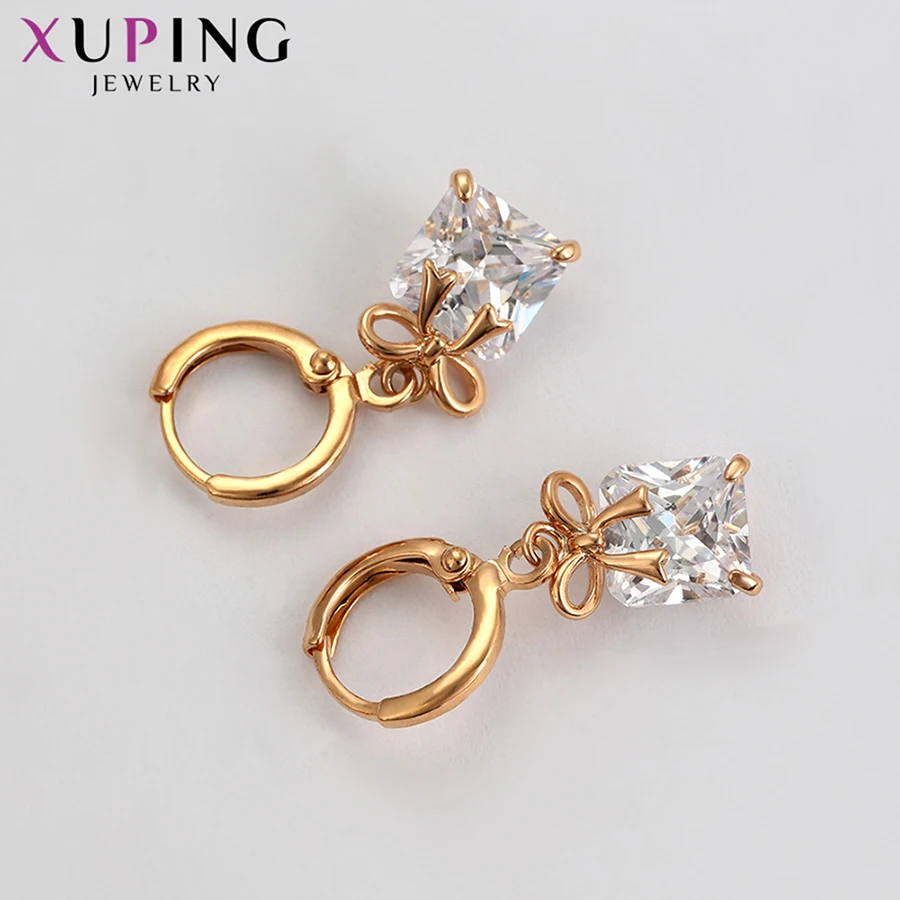 Xuping, элегантные серьги для женщин, европейский стиль, серьги-капли, ювелирные изделия, подарки, позолоченные серьги-кольца S135, 6-98035
