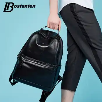 BOSTANTEN New Male Backpack Large Travel Backpack For Teenagers Cow Genuine Leather Backpack Men Leisure Bag Men Laptop Backpack