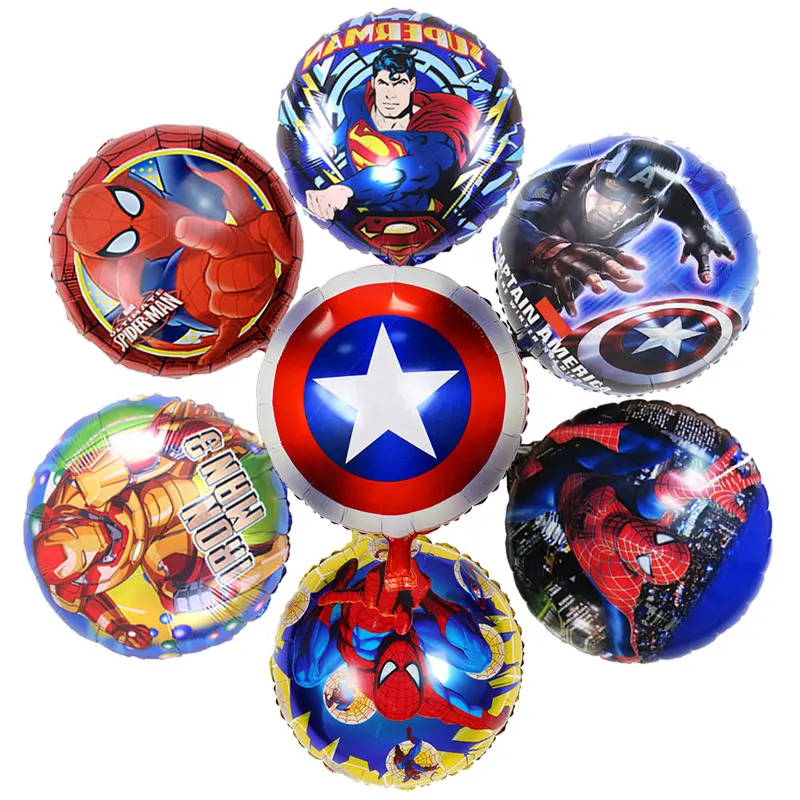 

7pcs new 18inch Super Hero Balloons Avengers Spiderman Batman Foil Balloon Children Birthday Party Supplies Baby Toys