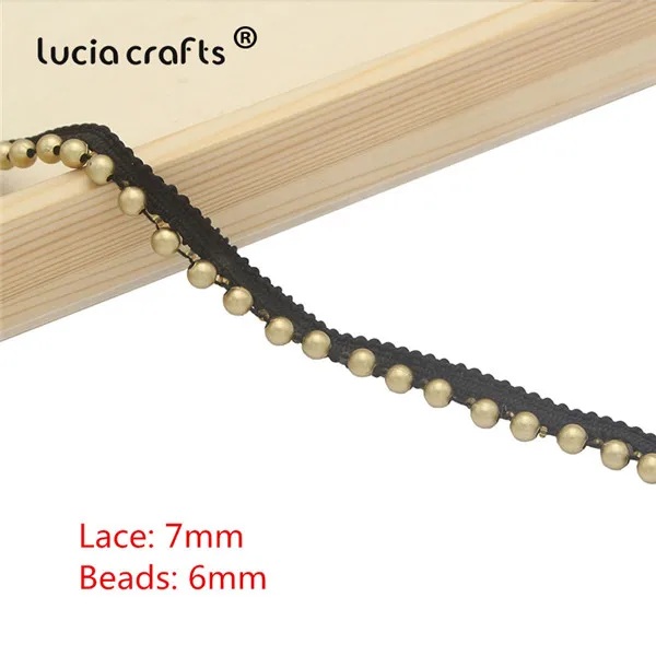 Lucia crafts 1 ярд/Лот Белый/черный вышитый бисером кружевной отделкой Лента ткань лента DIY воротник швейная одежда головной убор материалы N0301 - Цвет: Style 10  Gold beads