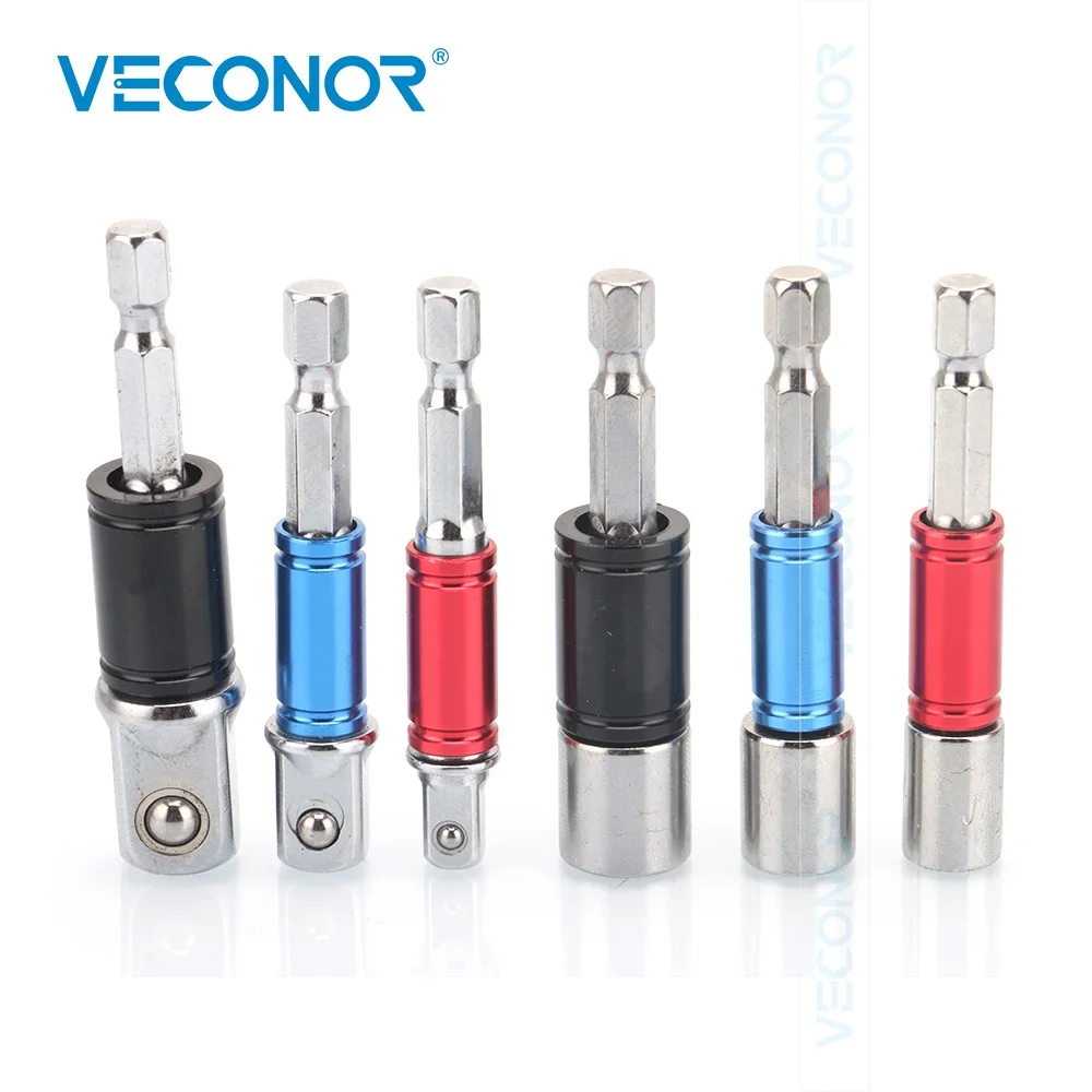

Veconor 6PCS Rotary Nut Driver and Adaptor Set Socket bit Extension Bar Hex Shank Adaptor Drill Nut Driver Power Drill Steel