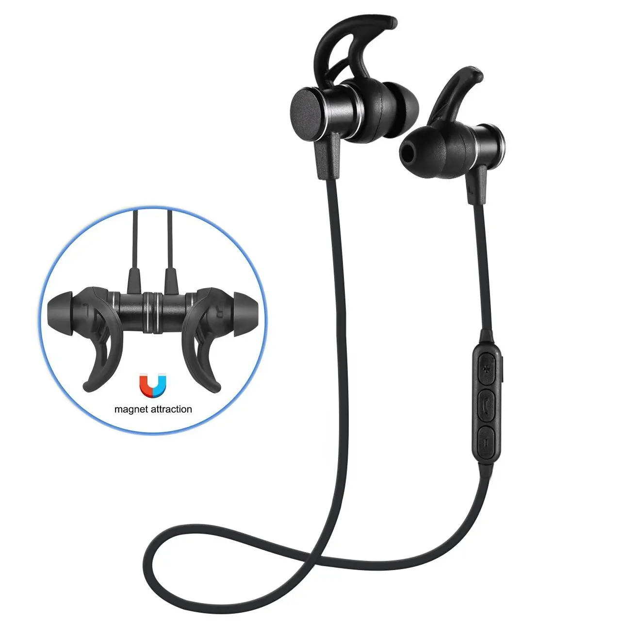 

Wireless Bluetooth Sport Earphones Built In Microphone Runner Noise Canceling Headset In-Ears Call Center Smart Phone Black