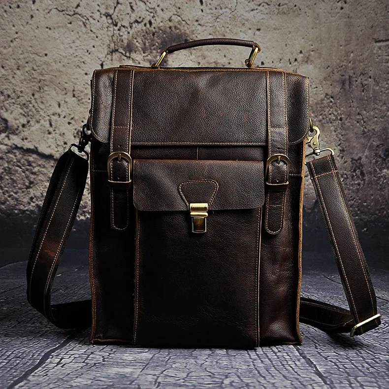 Men Real Leather Designer Casual Travel Bag Male Fashion Backpack Daypack University Student School Book Bag Shoulder 2106