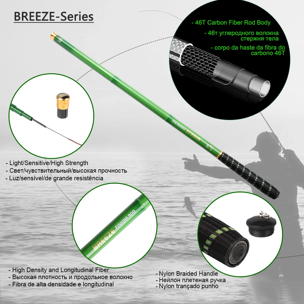 Goture الكربون الألياف تلسكوبي الصيد قضبان خفيفة للغاية تايوان تيار القطب 3.6-7.2 M الكارب قضبان مع الغيار ثلاثة أقسام olta