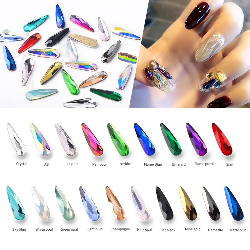 

10pcs Crystal AB Colorful Waterdrop Nail Art Rhinestones Super Shiny 3D Design Nail Stones Nail Art Decoration Gems DIY Manicure