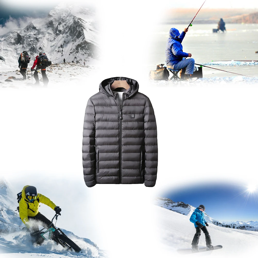 Зимние теплые куртки для мужчин и женщин, умный термостат с капюшоном, одежда с подогревом, Мужская водонепроницаемая Лыжная походная флисовая куртка