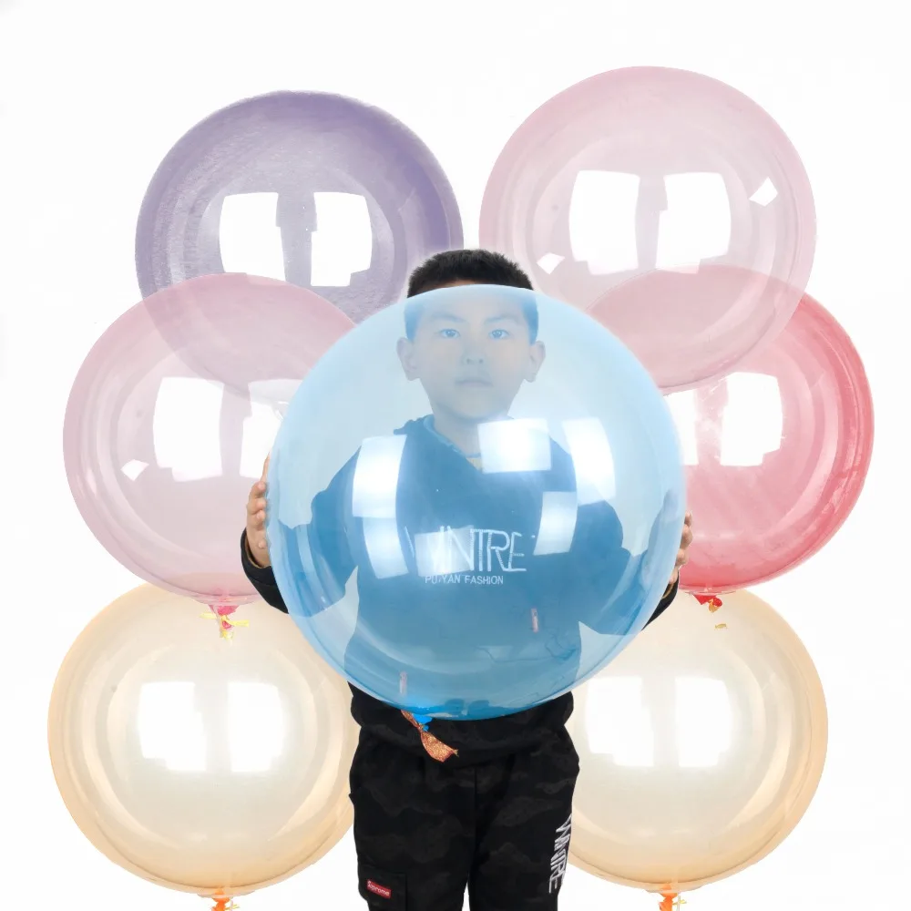 

10pcs/lot Colorful Crystal Balloon 18''24''36 inch Round Bobo Transparent Clear Balloons Wedding Decro Helium Inflatable Balls