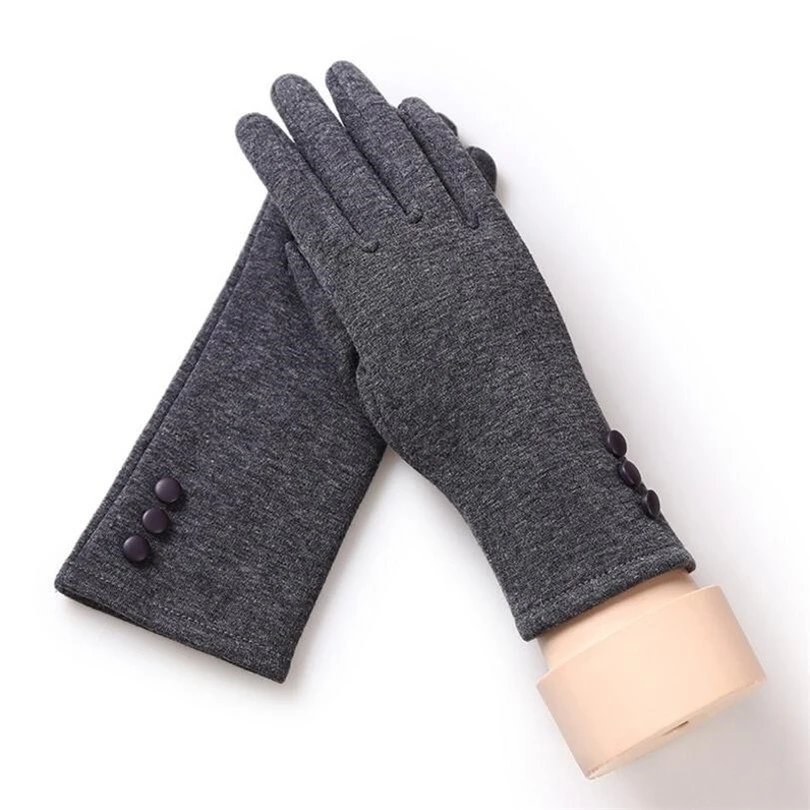 YSDNCHI, новинка, теплые, толстые, черные, на пуговицах, плюс бархат, женские замшевые перчатки, дизайн цепи, перчатки для экрана, зимние, женские перчатки