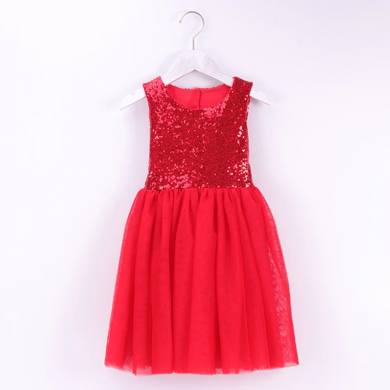 Платье с цветочным узором для девочек; платье с блестками для девочек; вечерние платья-пачки с блестками для маленьких детей; летнее платье на День рождения; цвет РОЗОВЫЙ, золотистый - Цвет: red 10