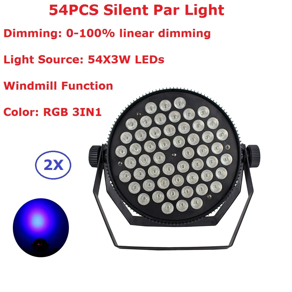 2 шт./упаковка бесшумные светодиодные лампы 54x3 Вт RGB 3 в 1 led flat par light par can lightpar light