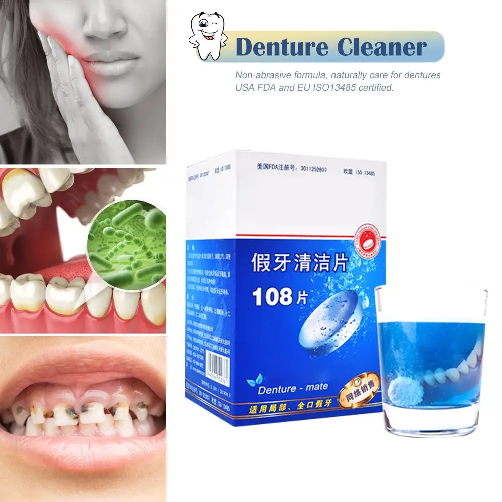 

30PCS Denture Cleaning Tablets Denture Effervescent Tablets Disinfection Denture Cleaner Care Remove Tooth Stains Tartar Remover