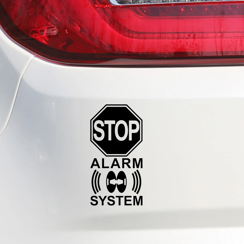 9.4cm18cm Warning Mark Stop Alarm System Graphic Car Sticker Car Styling Vinyl Decoration Decals