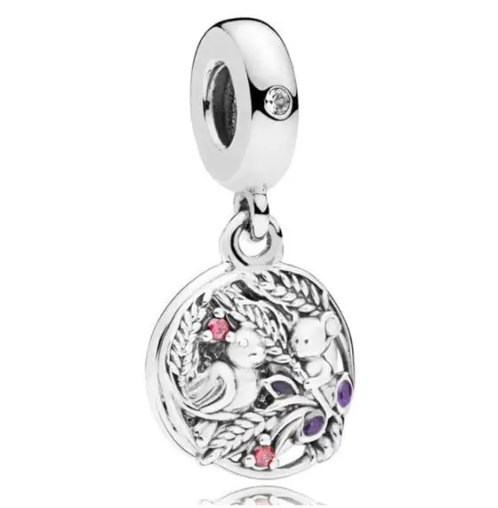 

925 Sterling Silver Bead Charm Grains Mouse And Bird Always By Your Side Pendant Beads Fit Pandora Bracelet & Necklace Jewelry