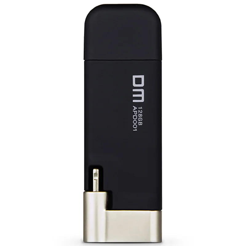 

DM APD001 USB Flash Drive 128GB 64GB For iPhone X 8 7 6 Plus Lightning to Metal Pen Drive U Disk for MFi iOS10 memory stick 32G