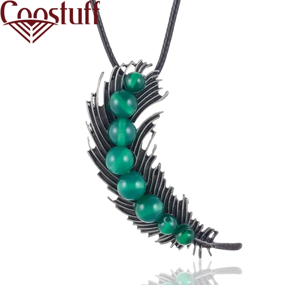 

Vintage Long Necklace with Green Bean Pendant Long necklaces & pendants Wholesale Plant Jewelry collares mujer colar choker