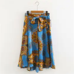 Летняя новая модная уличная кружевная юбка в стиле ретро с принтом для женщин, средняя и длинная юбка для женщин