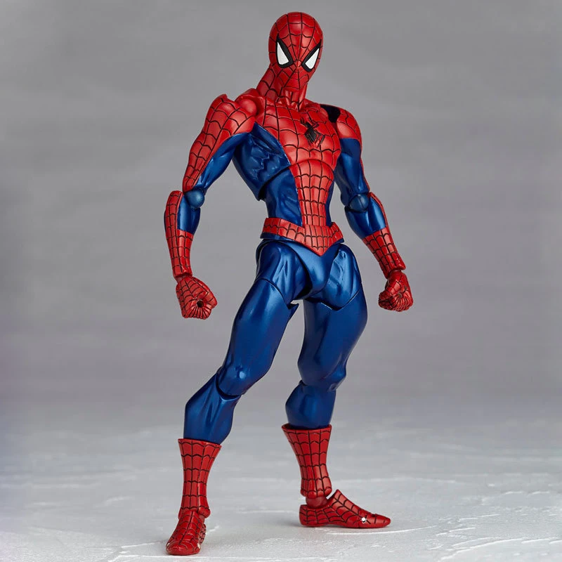 FIGMA X-MAN Series Spiderman Figure NO.001 Revoltech Deadpool With Bracket NO.002 Revoltech Spider Man Action Figures (2)