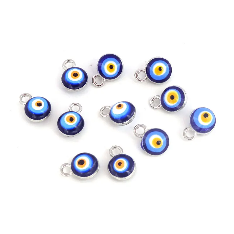 

Mini Pendants 6*9mm Turkish Evil Eye Pendant Boucle D'Oreille Pendante Charms For Bracelet Necklace Blue Earrings Making 30Pcs