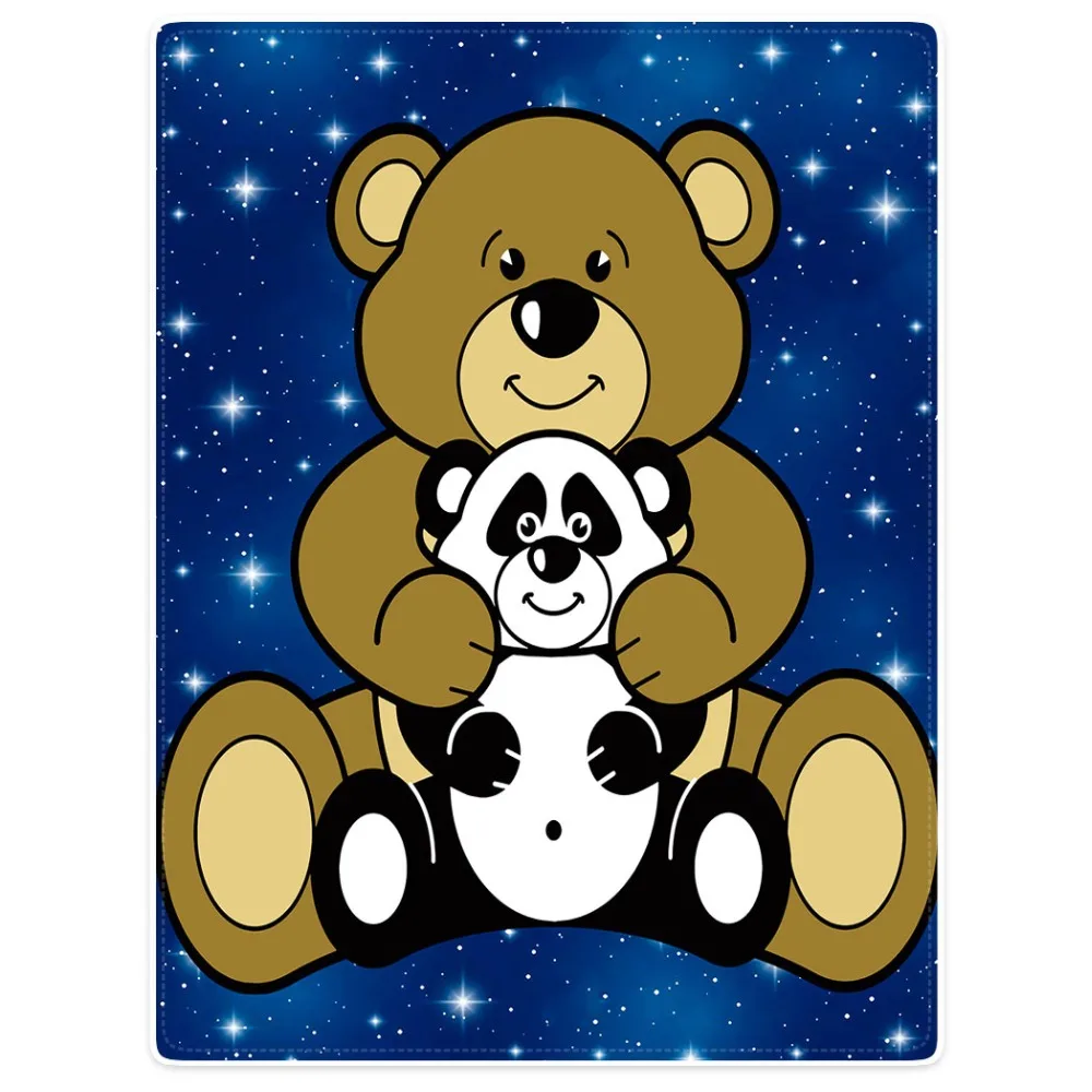 

HommomH Blanket Throw Comfort Warm Soft Plush Throw For Sofa Cute Cartoon Bear Starry Blue