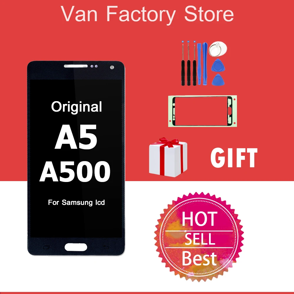 Супер оригинальный AMOLED дисплей lcd для SAMSUNG Galaxy A5 2015 A500 A500FU A500F A500M кодирующий