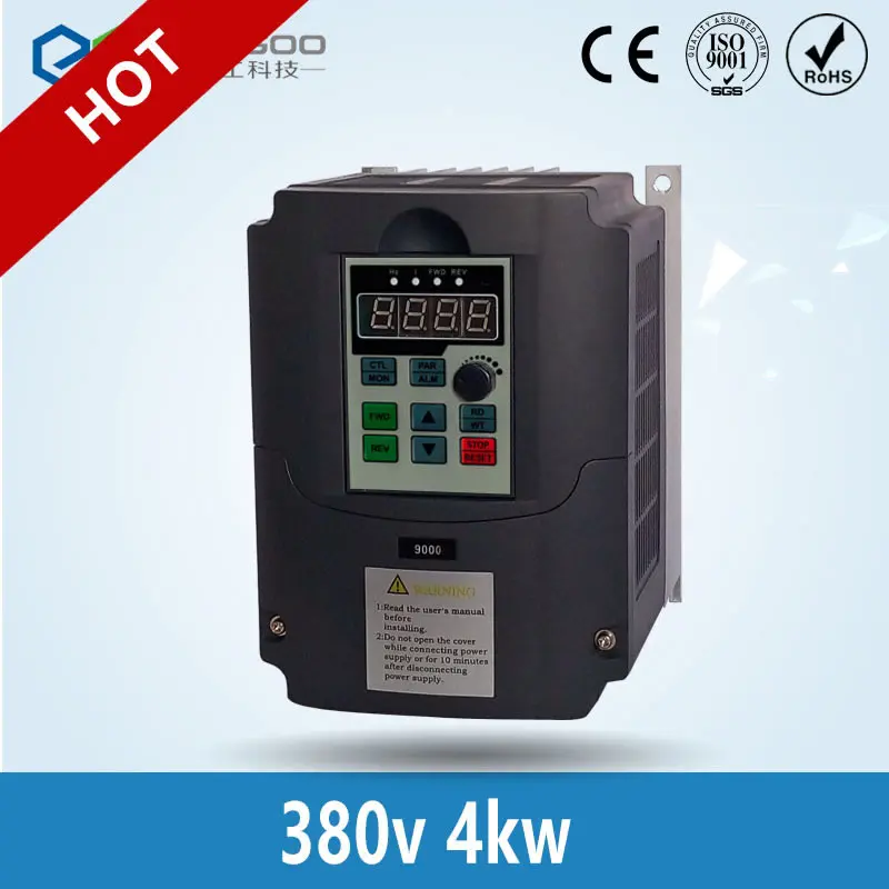 New 380v AC 4kw 5HP VFD Variable Frequency Drive VFD Inverter 3 Phase Input 3 Phase Output Frequency inverter spindle motor