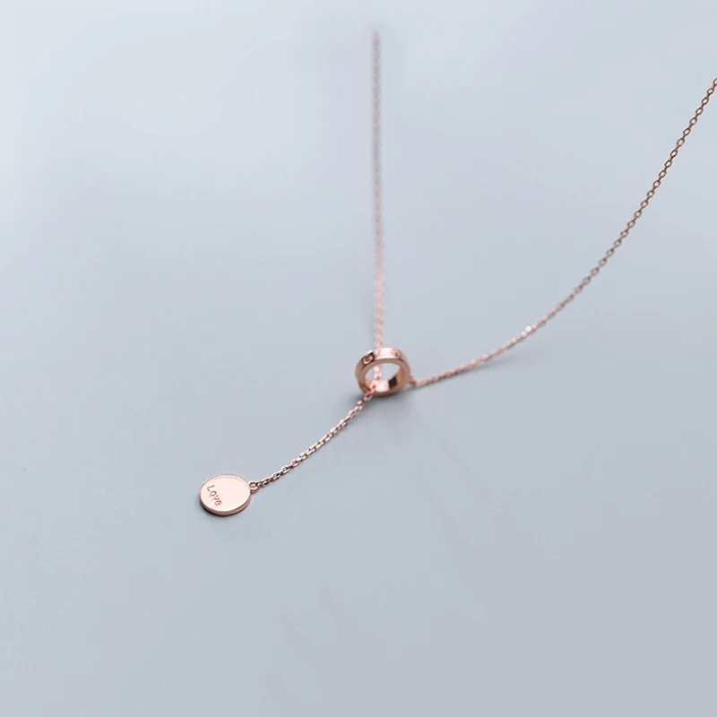 Модное S925 Стерлинговое Серебро тонкое подвесное ожерелье в богемном стиле колье для женщин ожерелье дамское ювелирное изделие подарок на день рождения - Окраска металла: Rose gold