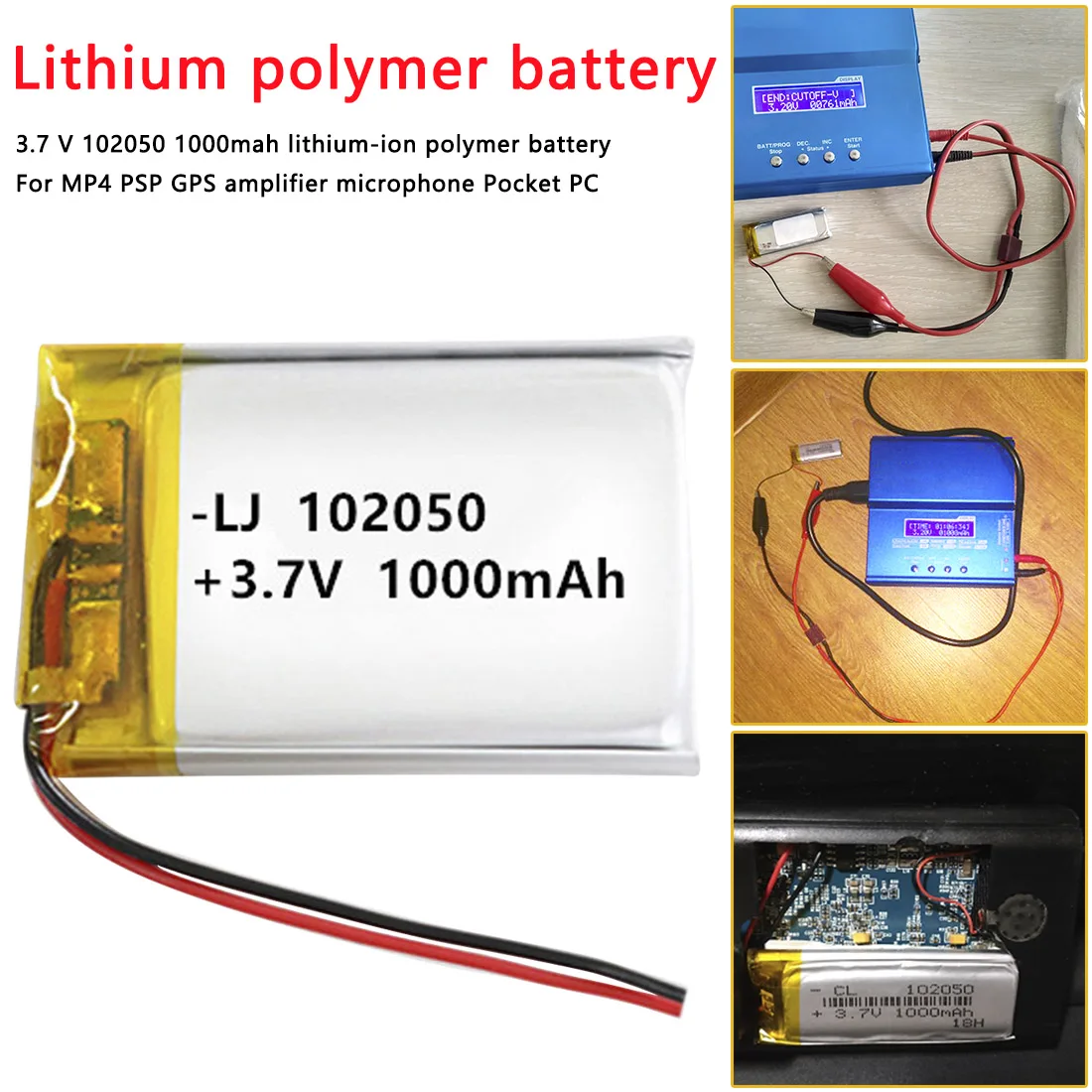 3,7 в 102050 1000 мАч литий-ионный полимерный аккумулятор Li-Po батареи для MP4 psp gps усилитель микрофон Карманный ПК