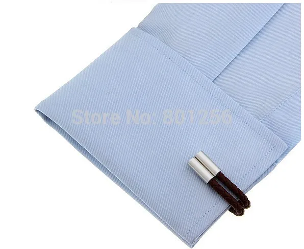 Elegant Brown PU Leather String Brass Cufflinks – Unique Designer Style
