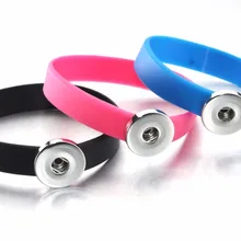 3 цвета хорошее качество 18 мм кнопки спортивный резиновый браслет B324 часы для женщин одно направление унисекс DIY ювелирные изделия любовь браслет