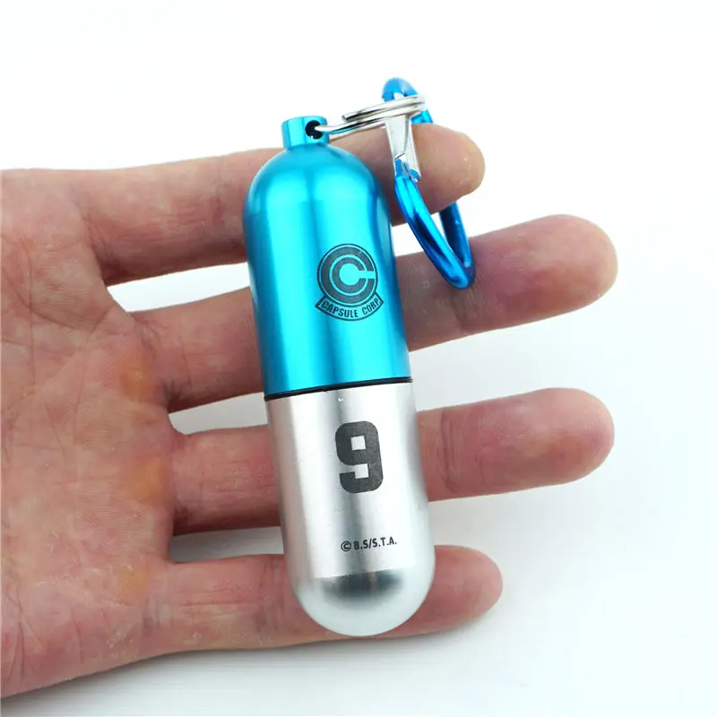 Anime Bulma capsule Portable Waterproof Outdoor Medicine Pill Container Aluminum Case Anime Keychain Metal Waterproof Box