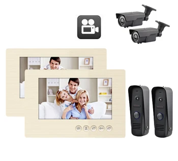 

2Camera+2Monitor Intercom System 7" Video Door PhoneCan Support Extra Camera&Alarm Record,Taking Photo Function