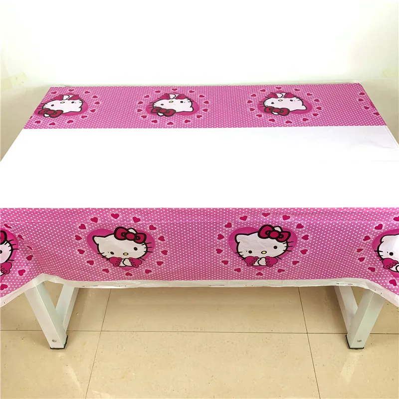 1Pcs 108*180cm Table Cover Hello Kitty Theme Girl Happy Birthday Party
