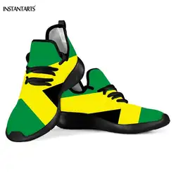 INSTANTARTS Jamaica Flags узор женские мужские кроссовки для бега дышащие легкие осенние кроссовки для спортзала со шнуровкой сетчатые трикотажные