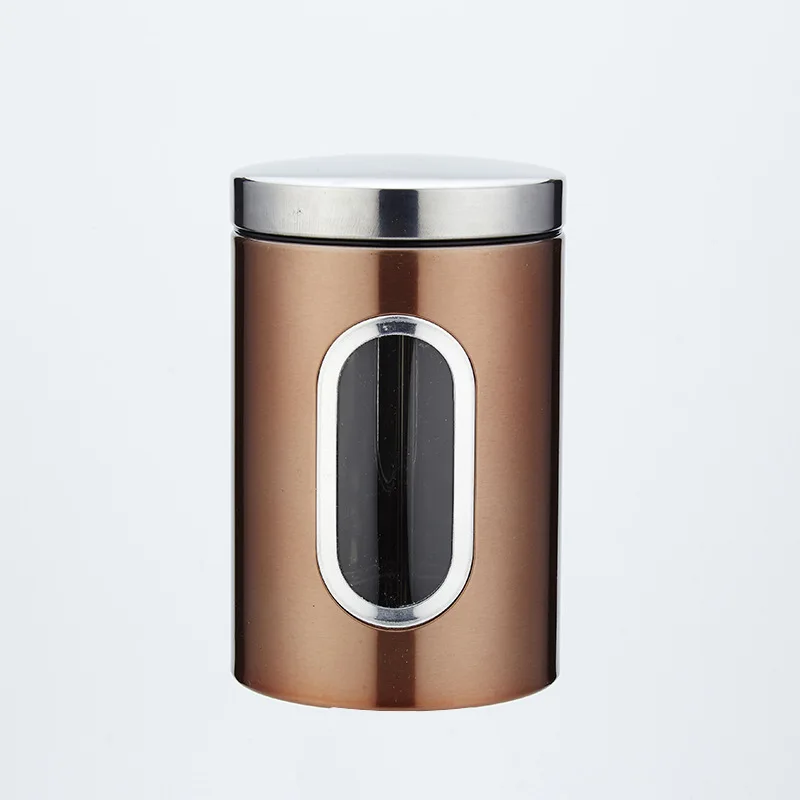 1.5L Transparent Stainless Steel Seal Pot Suit Kitchen Food Container Storage Tank Grain Coarse Cereals Tea Candy Jar With Lids