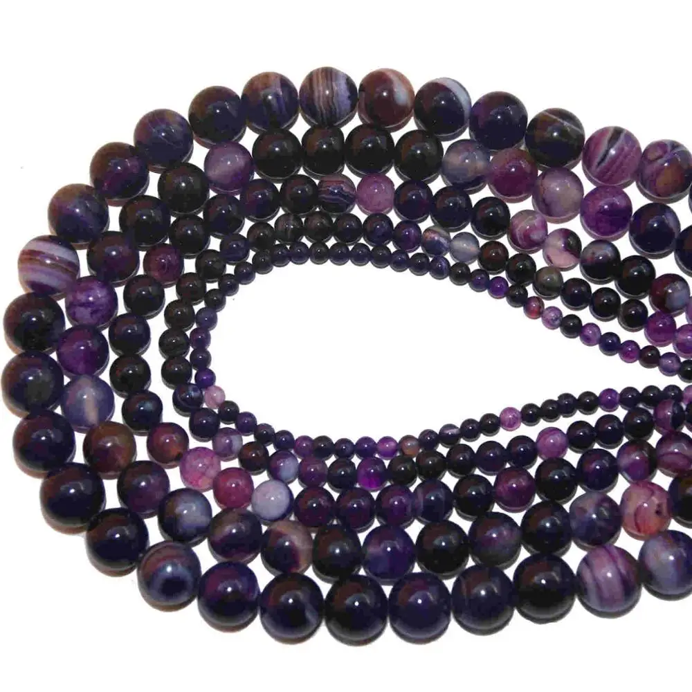4, 6, 8, 10 мм смесь природных камней Агаты бирюзы свободные каменные бусины для DIY изготовления браслета ожерелье ювелирные изделия - Цвет: Purple Striped agate