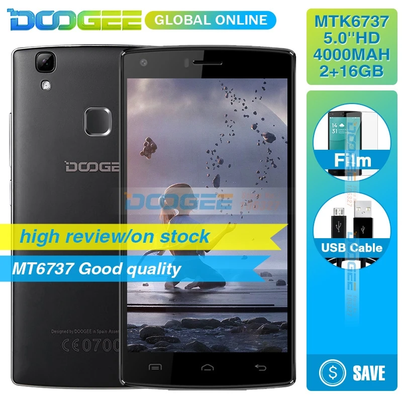 Original DOOGEE X5 MAX Mobile Phone MTK6580 Quad Core Android 6.0 5.0 inch HD 1GB RAM 8GB ROM 8MP 4000mAh Fingerprint smartphone | Мобильные