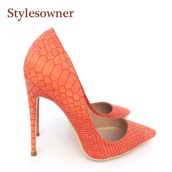 

Orange Sexy High Heel Shoes for Woman Shallow Mouth Pointed Toe Shoes 12cm Thin Heel Elegant Party New Shoes 2020 Spring Summer