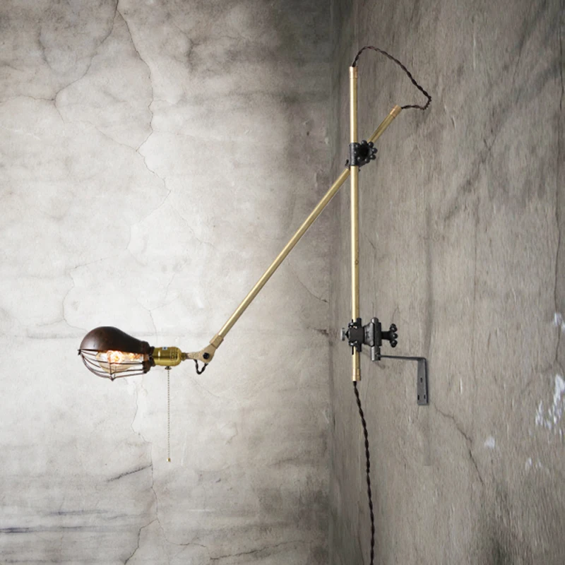 

Retro Loft Iron Swing Arm Edison Wall Sconce American Antique Copper Wall Lamps Foldable Wall Light Fixtures Industrial Lighting