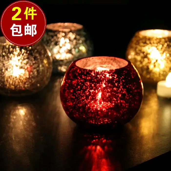 Super Beautiful Ice Glass Candlestick European Romantic Wedding